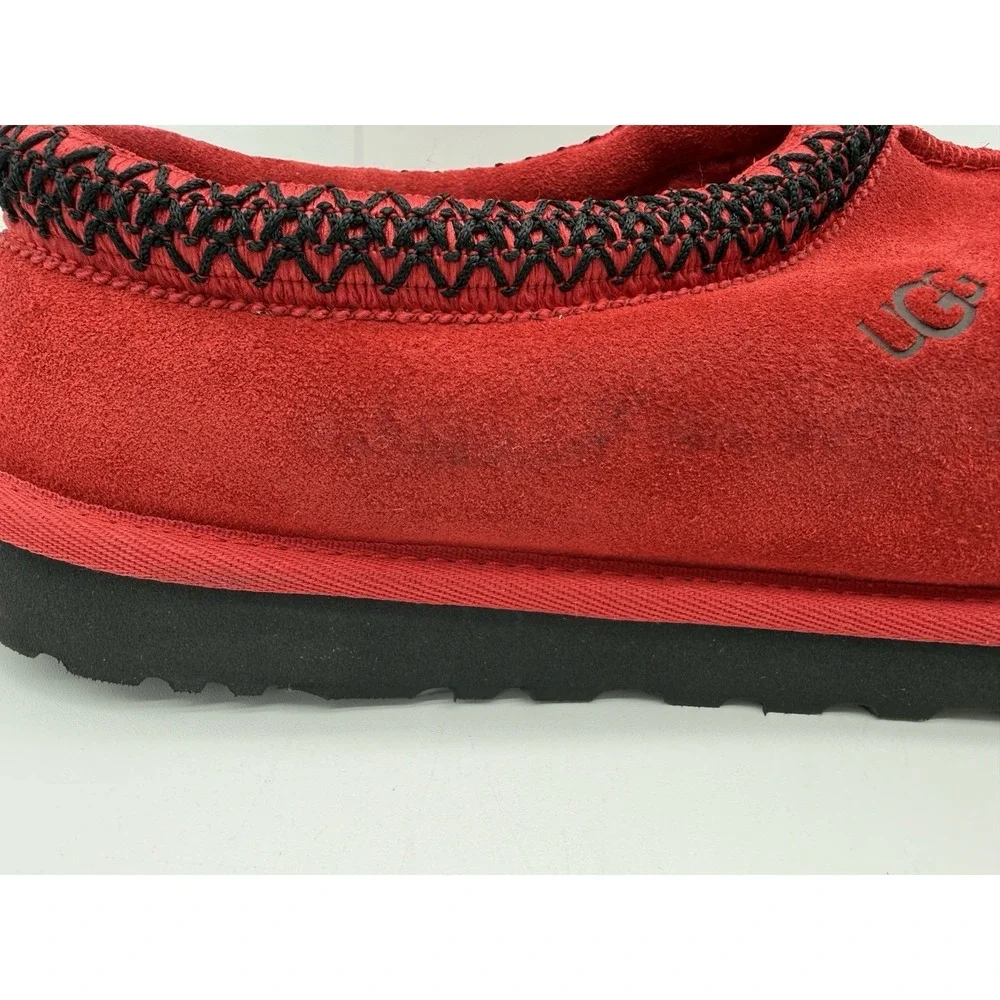 UGG Tasman Samba Red Suede Comfort Slip On Sheepskin Slippers Size 11 - Picture 4 of 14